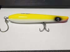 1 - 247 Custom Lures Flat-Bottom Pencil Popper 7" ~2.75 - 3oz. YELLOW/WHITE