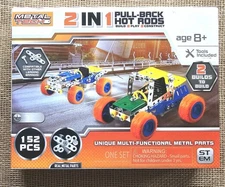 Metal Tech 2n1 Pull Back Hot Rods Building Set 152pc Metal Parts