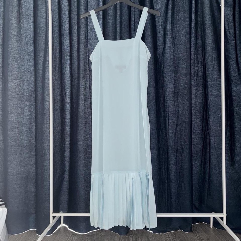 Vintage 80s pastel blue midi slip dress size 12 (10)