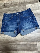 Gap 1969 Slim Cut-Off Denim Shorts Womens Size 26p Petite Maddie Bayside Blue