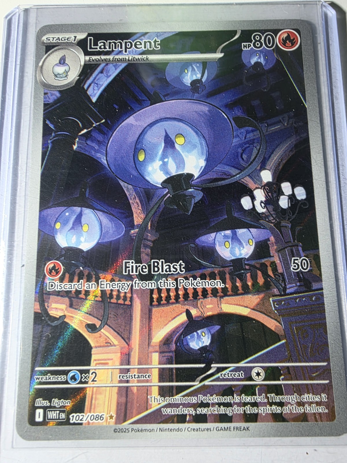 Pokemon TCG Lampent - 102/086 Holo SV: White Flare Illustration Rare