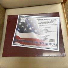 PARKER Photo Album & Slip Case, 5 Display Pages & 5 Scrapbook Wine Red Acid Free