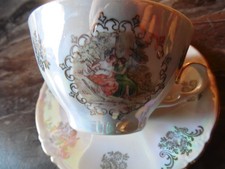 2 Teiliges Kaffeegedeck-Tee Kahla Goldrand Perlmutt Elfenbein