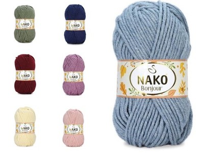 NAKO BONJOUR Wolle Mischgarn dick weich Stricken & Häkeln (100g, Farbauswahl)