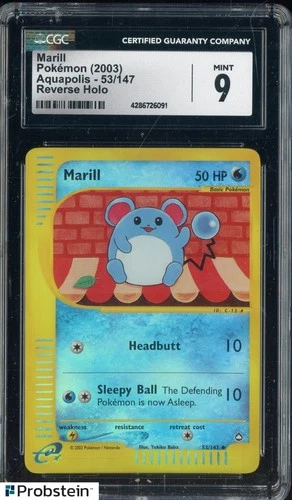 2003 Pokemon Aquapolis Reverse Holo #53 Marill CGC 9 MINT