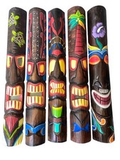 SET OF 5 40&rdquo; TIKI MASK HAWAIIAN WALL ART ISLAND HOME DECOR BAR TROPICAL MASKS