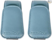 2 Pack Sunglasses Holder for Car Visor, Leather Magnetic Sunglass-2Pack Blue