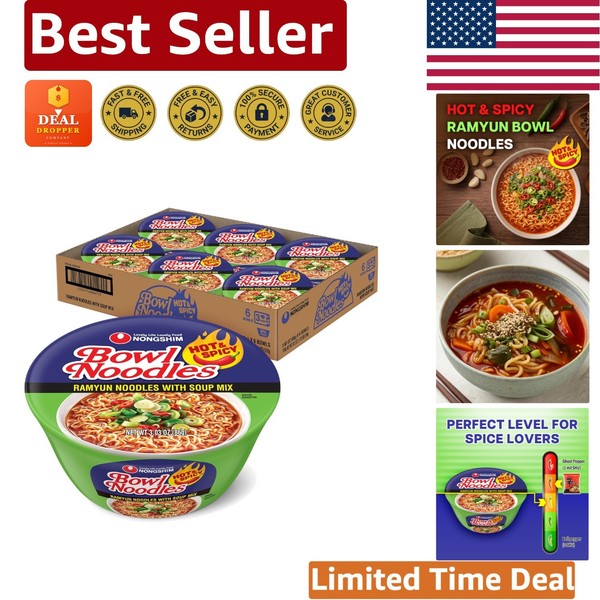 Cuencos de ramen instantáneo gourmet, sabor caliente y picante - paquete fácil de 6 soluciones para comidas