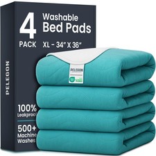 Washable Waterproof Bed Pads 4-Pack 34x36-inch Reusable Incontinence Pads