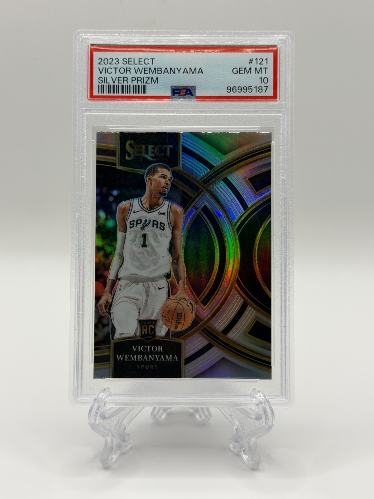 PANINI 2023 SELECT VICTOR WEMBANYAMA RC SILVER PRIZM #121 PSA 10