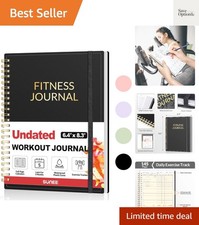 Fitness Journal Workout Planner for Women  Men, A5 6.4" x 8.3" Workout Journ...