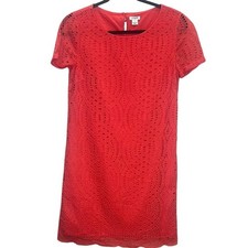 J. Crew Coral Lace Lined Dress Short Sleeve Women's Size O