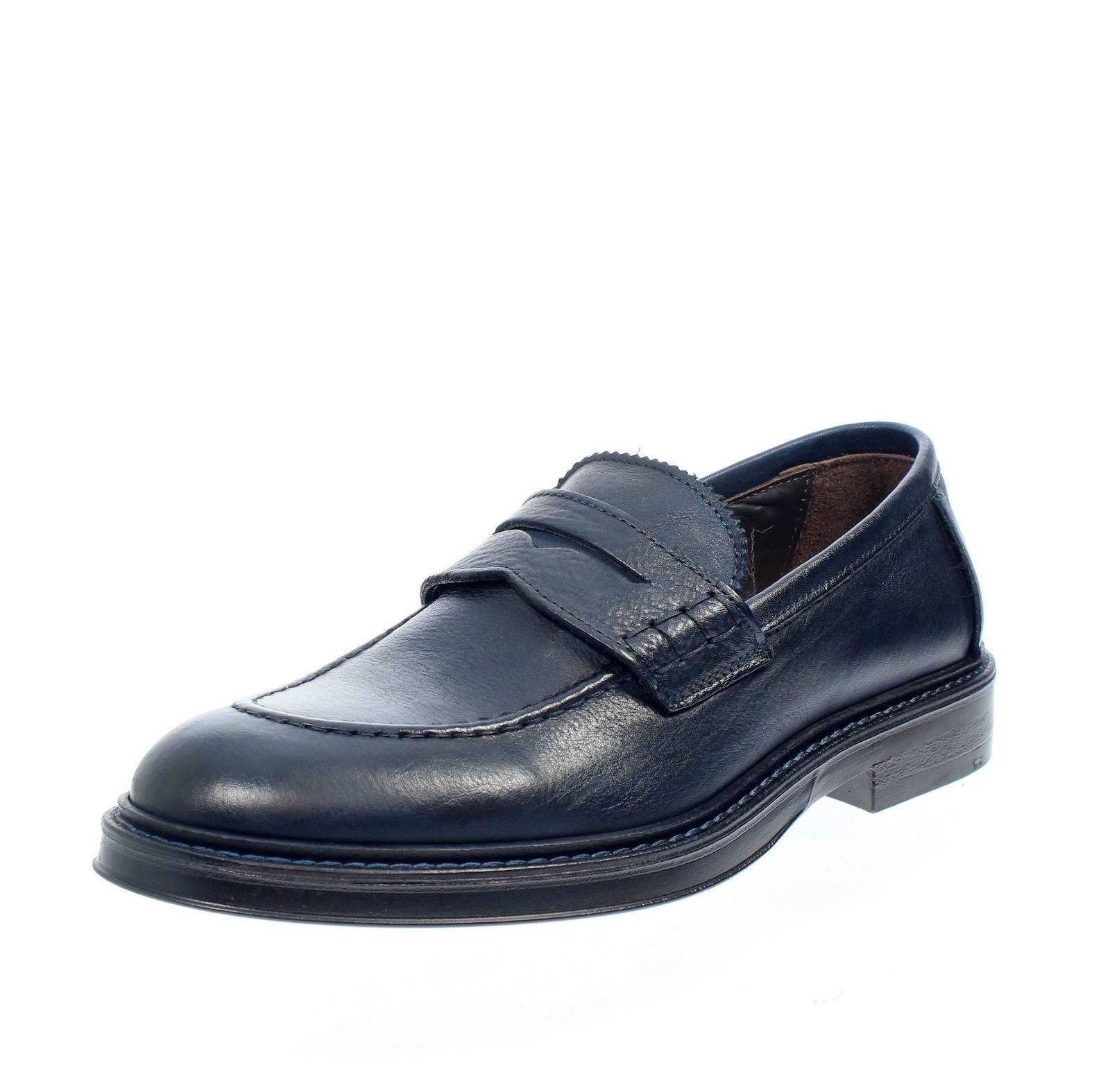 F.lli Rennella Mocassini In Pelle Blu - Taglia 44 [29.5cm] Scarpe Uomo College