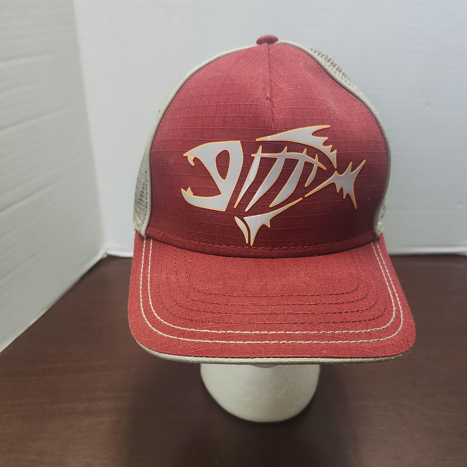 G Loomis Hat Cap Snap Back Red Tan Trucker Mesh Fishing Fish Logo Mens Outdoor