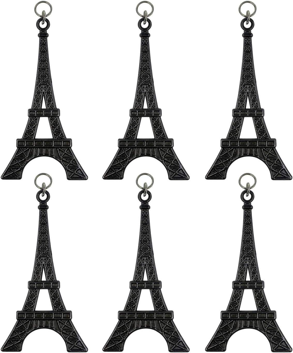 Set of 12 Eiffel Tower Shower Curtain Hooks Parisian Paris France Black 