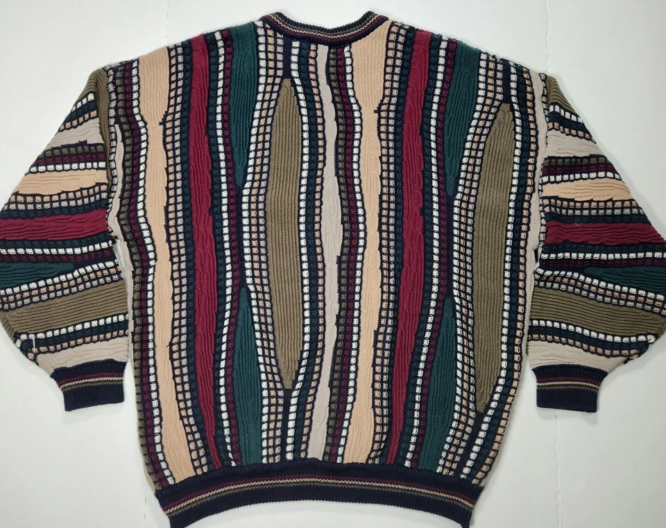 VTG Croft & Barrow Sweater Knit 3D Textured Multicolor Coogi Cosby Style 90s XL - Image 4 of 4