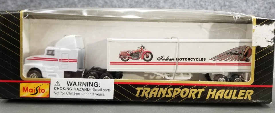 MAISTO TRANSPORT HAULER INDIAN MOTORCYCLE SEMI TRUCK & TRAILER DIECAST METAL IOP - Image 2 of 4