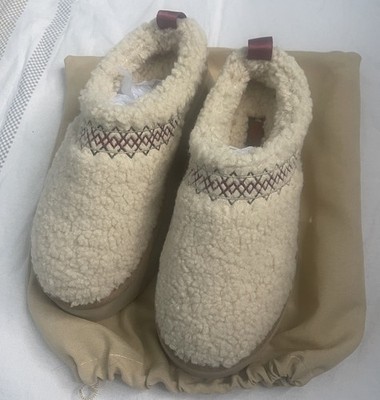 Ugg Tazz Heritage Braid Platform Slipper Natural Cream Sz 8 With Bag