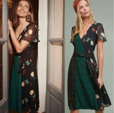 Anthropologie Dress Womens 0 Floral Dot Ciao Bella Moulinette Soeurs