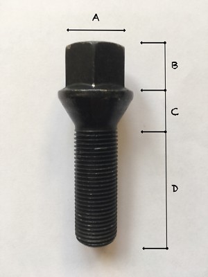 H&R Radschraube M14x1.50 - Kegelbund 35mm Länge Schwarz | Schlüsselweite 17mm