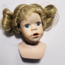 Vintage Porcelain Doll Head Swivel Blonde Wig Parts For 13 Dolls Replace