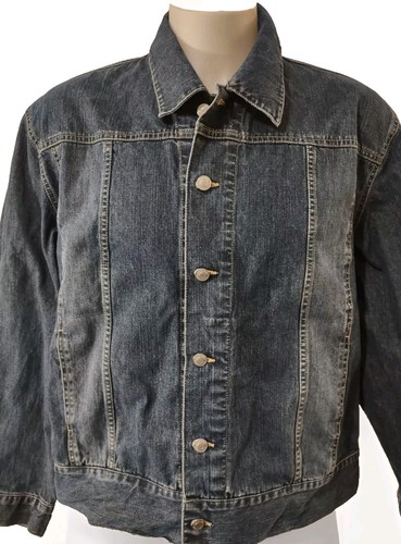 Structure Jean Jacket Men's Adult Size XL Silver Button Down Pockets Blue Collar - Picture 2 of 14
