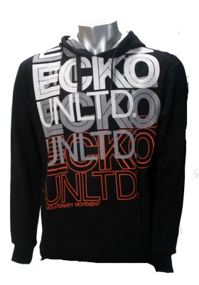 ECKO UNLTD RICHMOND KAPUZENPULLOVER SCHWARZ/WEISS/GRAU/ORNG AUTHENTISCH BRANDNEU MIT ETIKETT FREIZEITGRÖSSE SMALL