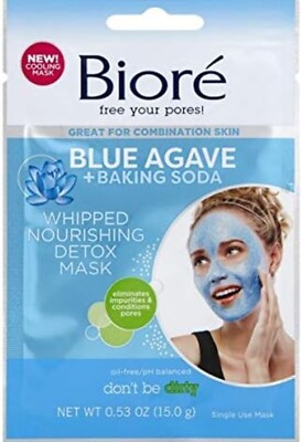 Biore Oil free Face Mask, Blue Agave Detox Mask 0.53 Oz. (Pack Of 6)