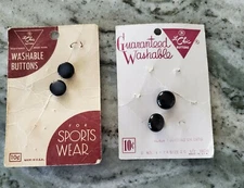 Le Chic Black Round Buttons On Card Round 1/2 inch Size 20 Vintage