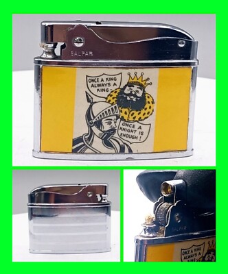 Vintage Funny Risque Comic Strip Flat Ad Petrol Lighter - UNFIRED - Near Mint
