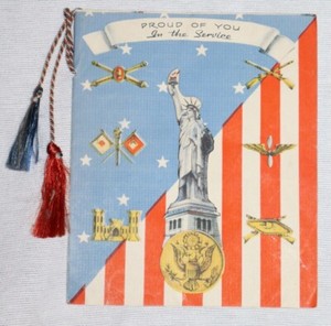 ORIGINAL WWII "PROUD OF YOU IN THE SERVICE" GREETING CARD WITH LETTER