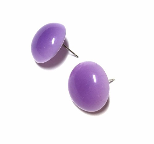 Lavender Moonglow Retro Button Vintage Lucite Stud Earrings - Picture 4 of 5