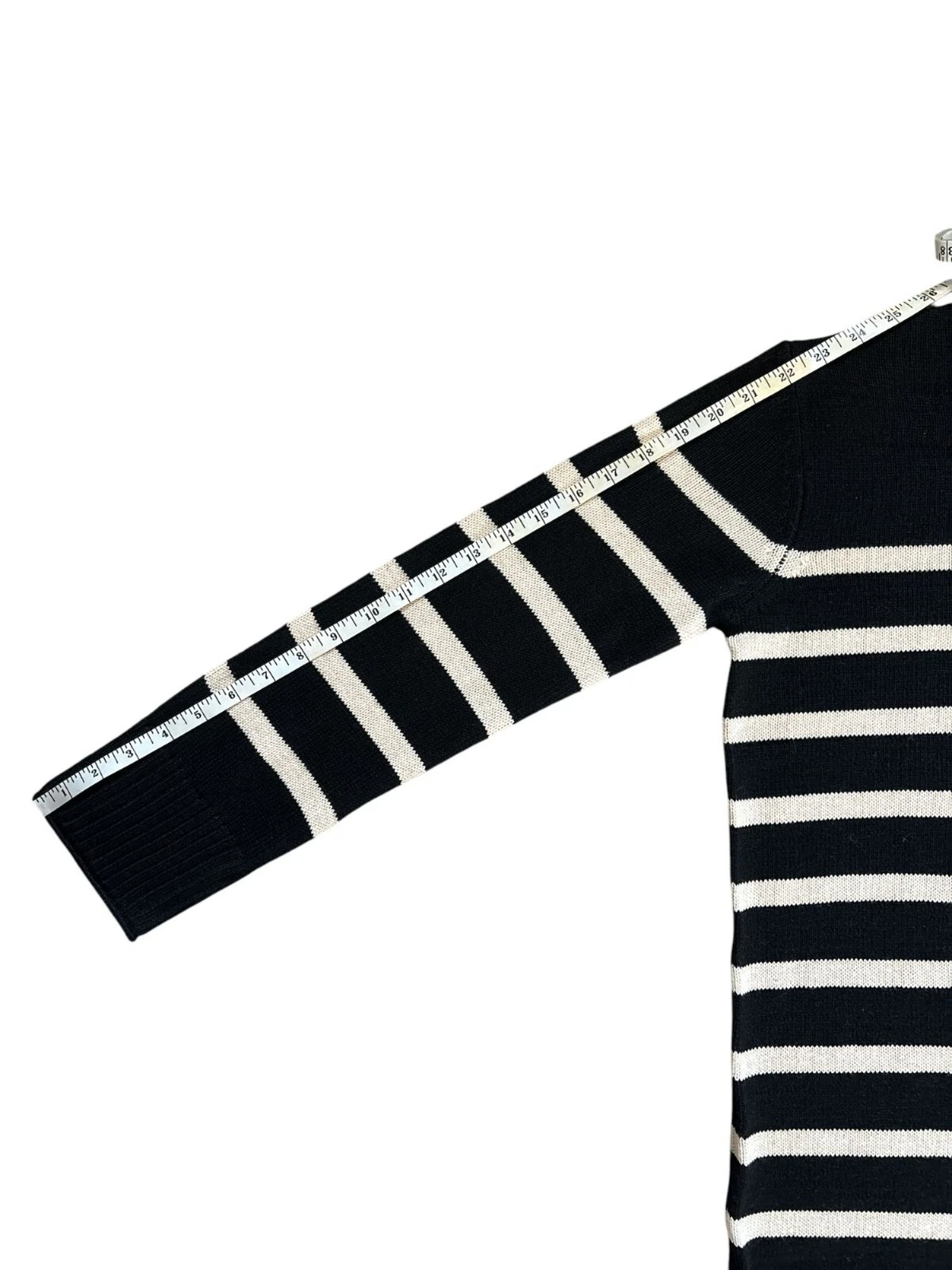 OFF WHITE Abito maglione maglia a righe Jessica Simpson bianco e nero XS lunghezza ginocchio nuovo con etichette