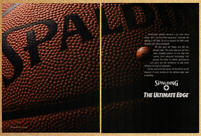 Spalding Ultimate Edge Basketball -2 Page Vintage Print Poster Ephemera Art 1987