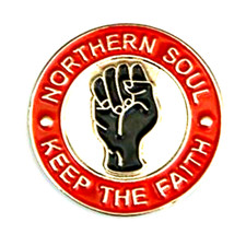 Red Northern Soul "Keep The Faith" Enamel Lapel Pin Badge Brooch