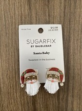 Sugarfix by Baublebar Earrings Santa Baby Rhinestones Bling Brown Puppy Santa