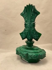 malachite jade glass perfume bottle czech