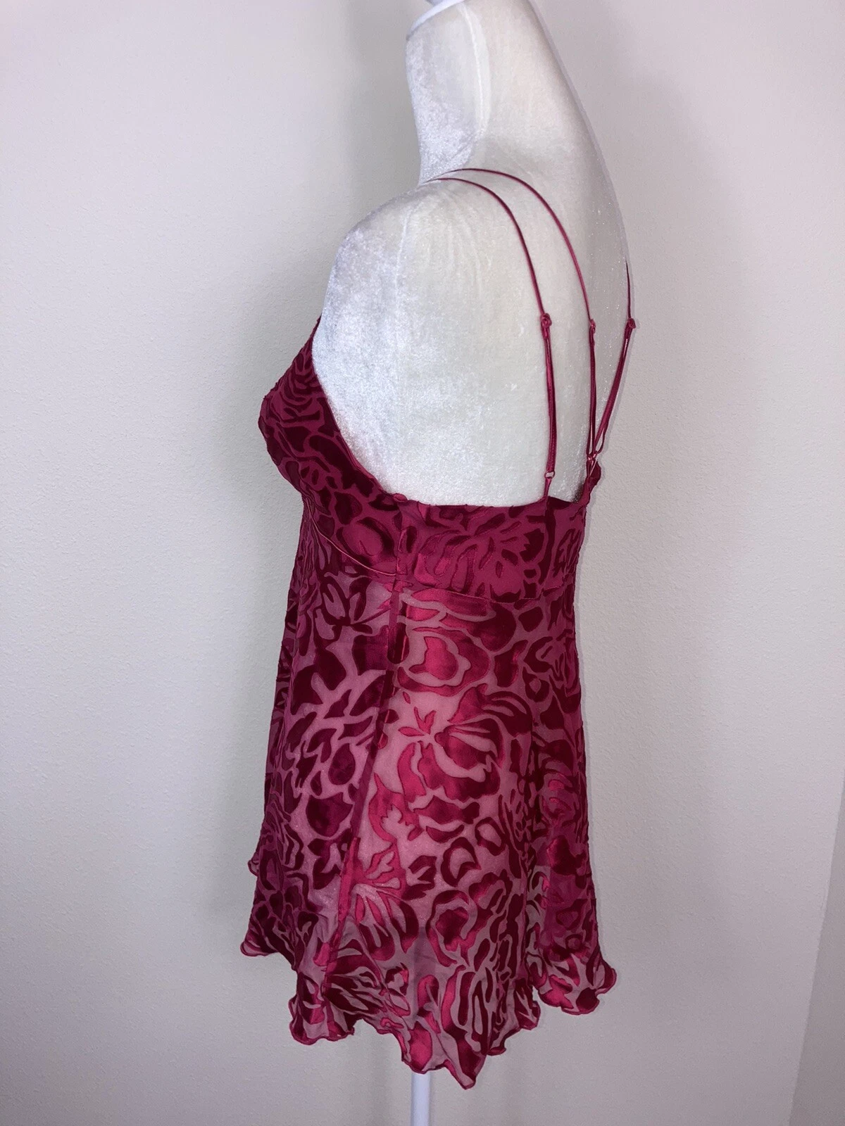 UNDERCOVER Abito Victorias Secret Vintage Rosso Trasparente Floreale Slip Cami Mini Misto Seta Fata S