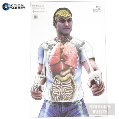 Action Target ANATOMICAL TARGET Man w/ Two Guns 23''x35'' 100-Pk BOB-TARGET01-100