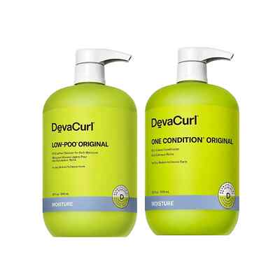Devacurl Low-Poo Original 32 oz and One Condition Original 32 oz Liter Duo