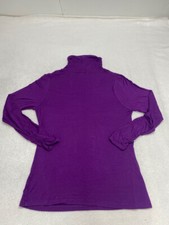 Victor Alfaro Womens Top Solid Purple Turtleneck Ruched Long Sleeves Size Medium