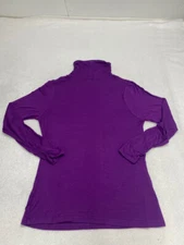 Victor Alfaro Womens Top Solid Purple Turtleneck Ruched Long Sleeves Size Medium