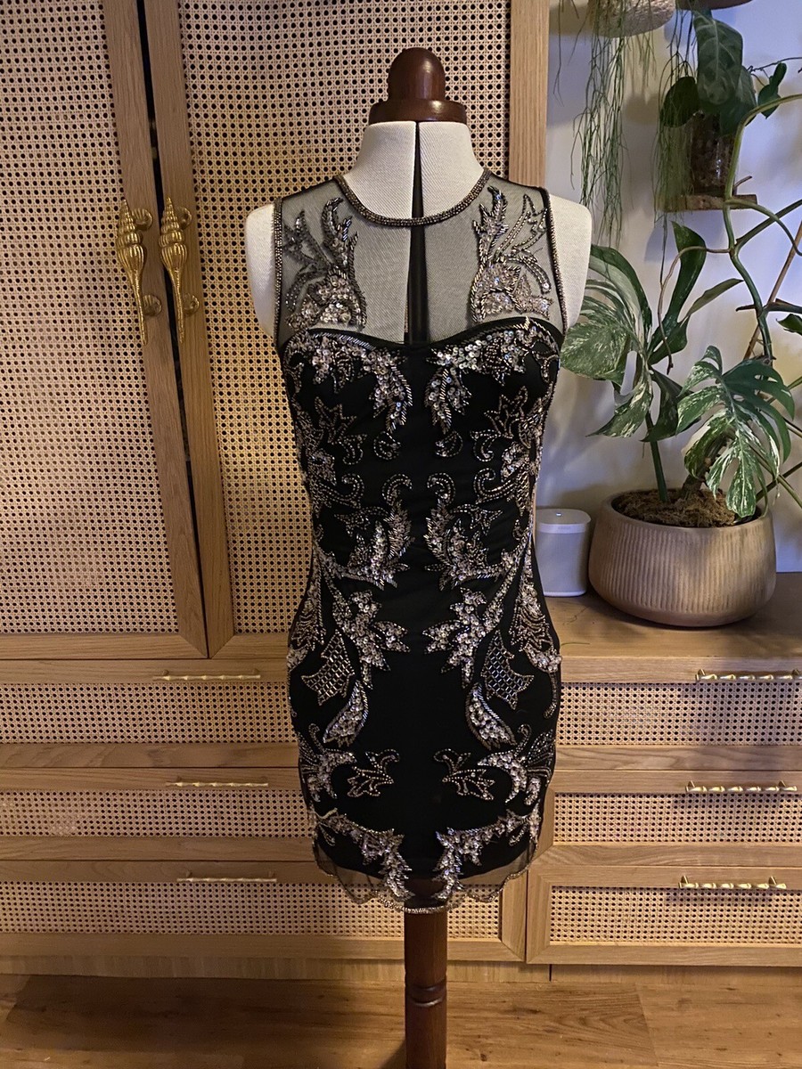 Miss Selfridge Dress Size 10 Black Sleeveless Beaded Embellished Shift Party  | eBay UK