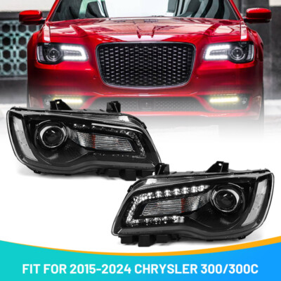For Chrysler 300/300c  2015 2016 2017 2018 Black LED DRL Projector Headlights