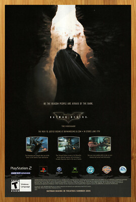 2005 Batman Begins PS2 Xbox GC Print Ad/Poster Christian Bale DC Comics Wall Art