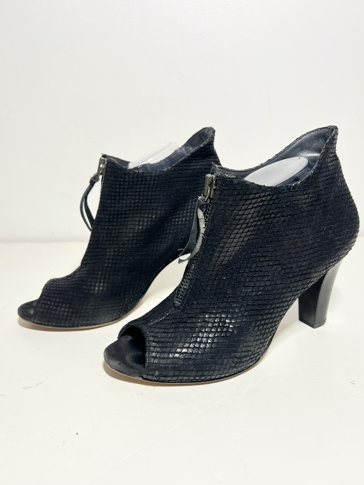 Paul Green EUC Black Python Suede Peep Toe 3.5" H… - image 2