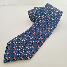 Vineyard Vines Blue American Flag Marlin Swordfish AOP 100 Silk Tie 3.5" Width