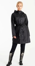 Ilse Jacobsen Black Hooded Waterproof Raincoat Size 36 Uk 10 Rrp £140