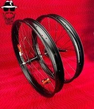26" x 3.0" BLACK FAT BIKE WHEELS CHOPPER CRUISER BICYCLE WIDE RIMS,  BRICK TIRES