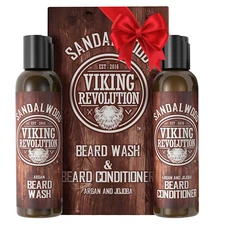 Viking Revolution Beard Wash & Beard Conditioner Set W/Argan & Jojoba Oils - Sof